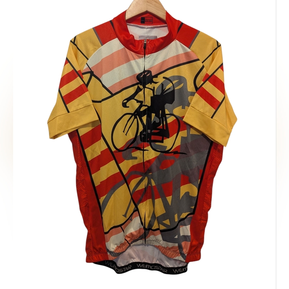 Weimostar Short Sleeve Cycling Jersey with Graphic Design Size XXL